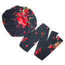 BLACK RED Satin-Lined Bonnet Head Wrap