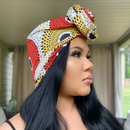 ORANGE YELLOW Rose Satin-Lined Pre-tied Headwrap