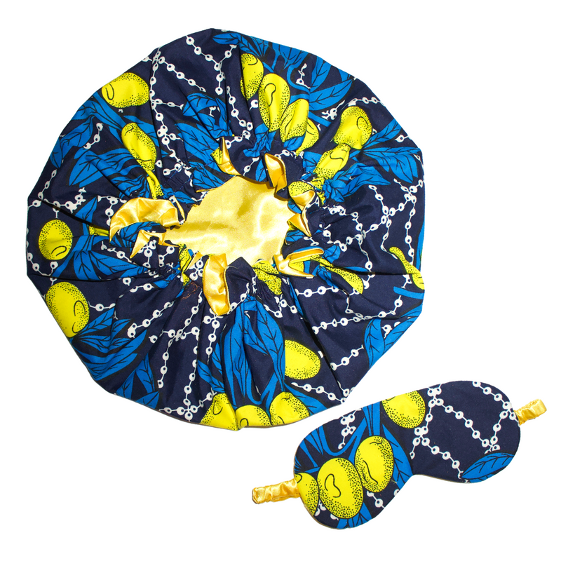 YELLOW OLIVE Bonnet and Eye Mask Set