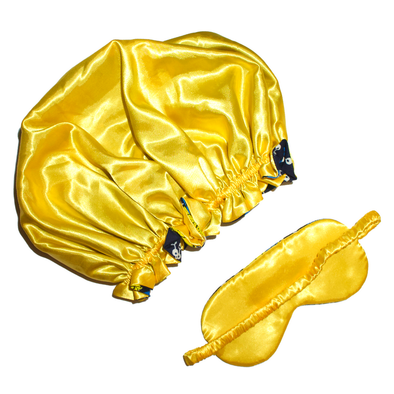 YELLOW OLIVE Bonnet and Eye Mask Set