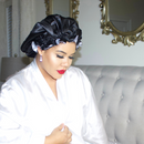 BLACK SILVER Reversible Satin Sleep Bonnet