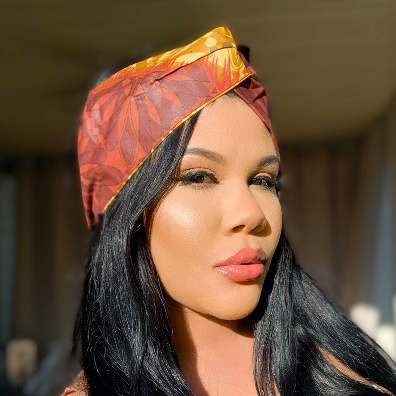 BROWN BLOOM Hand-Dyed Elastic Back Headband