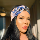 BLUE PEACH Silk Hand-Dyed Elastic Back Headband