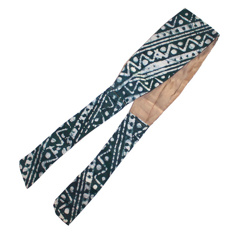 TRIBAL GREEN 4" Wide Hand-Dyed Satin-Lined Headband