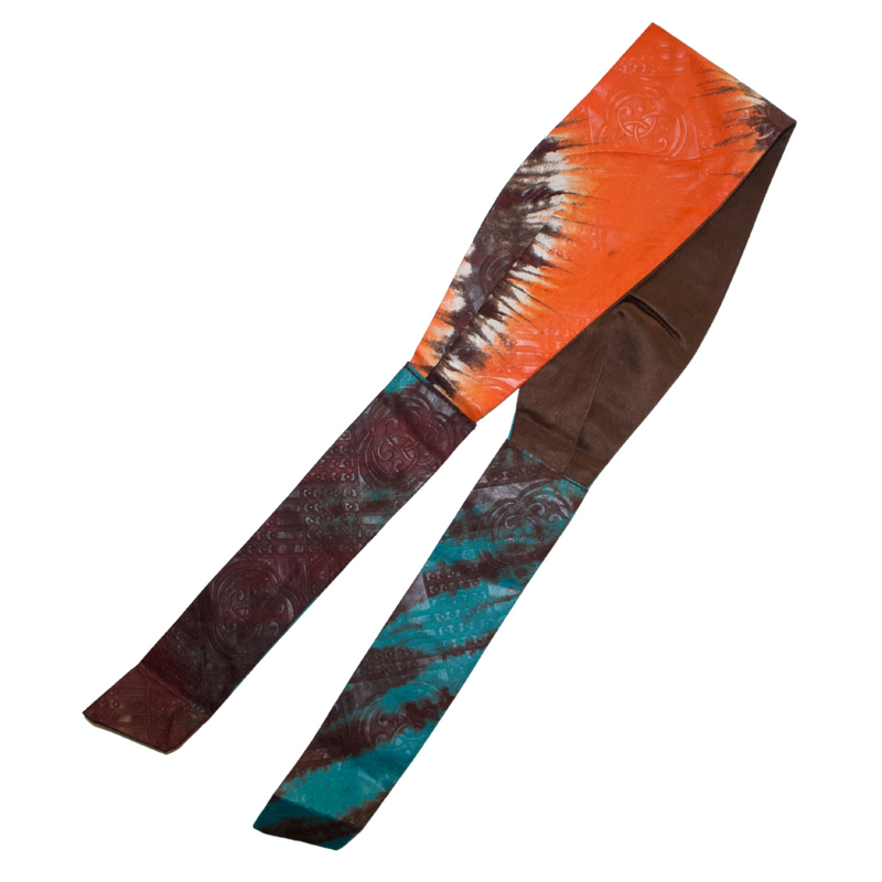 ORANGE TEAL 4" Wide Hand-Dyed Satin-Lined Headband
