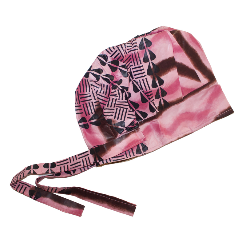 PINK HEARTS Satin-Lined Hand-Dyed Scrub Bonnet