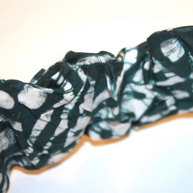 TRIBAL GREEN Hand-Dyed Elastic Back Headband