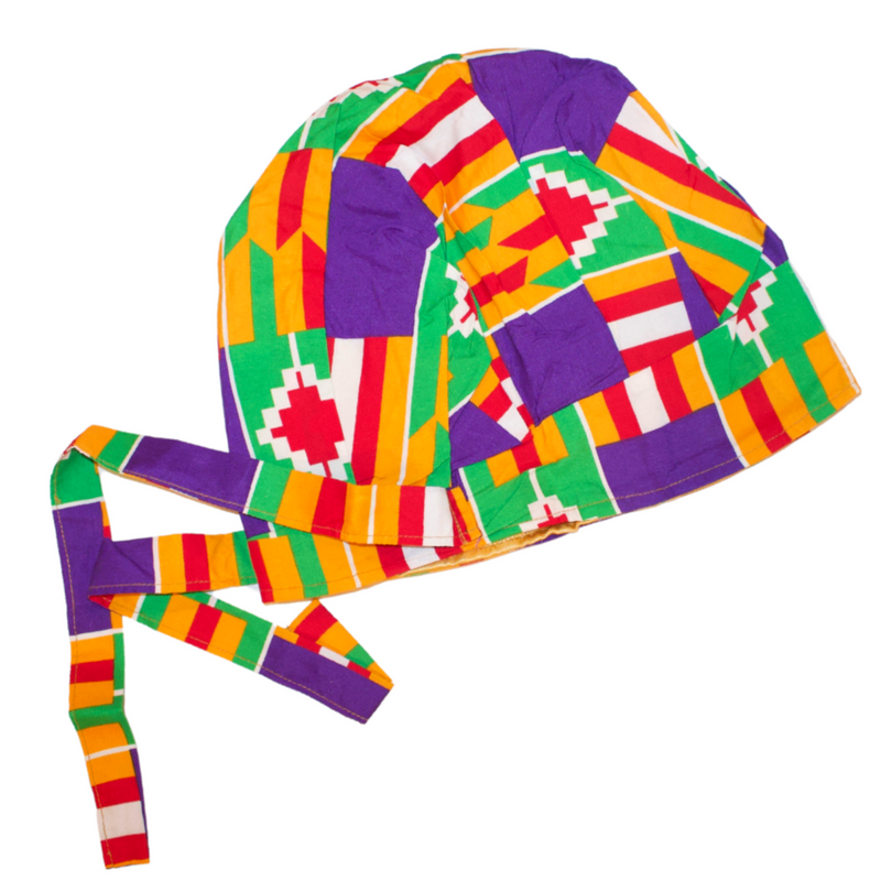 KENTE PURPLE Satin-Lined Scrub Bonnet