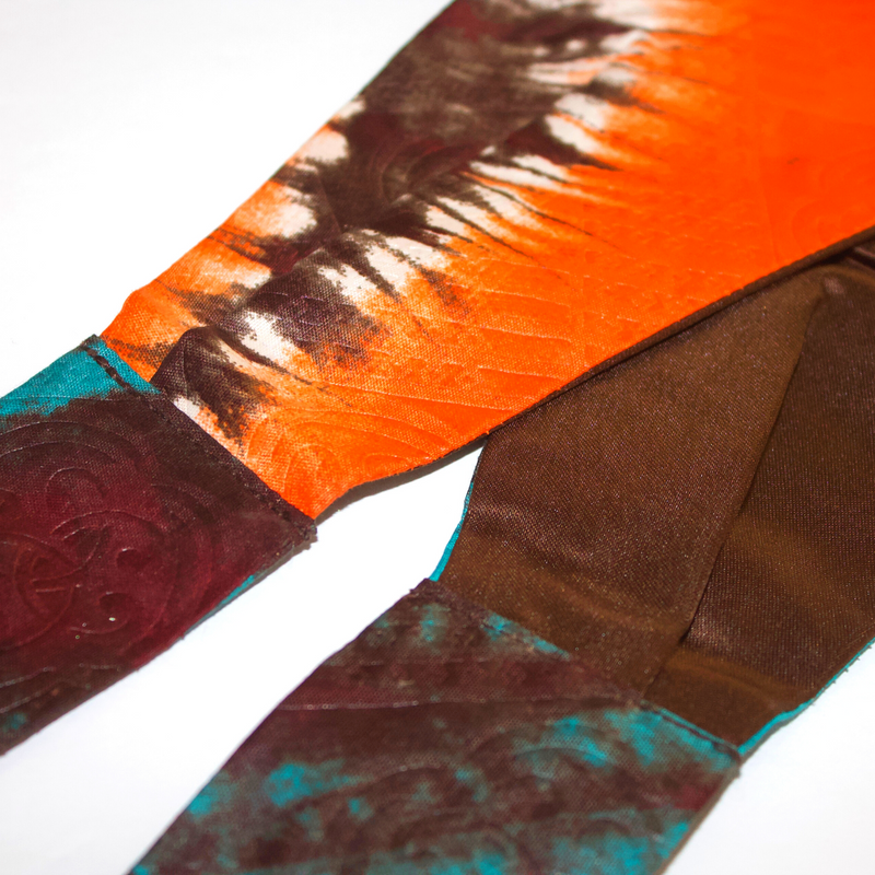 ORANGE TEAL 4" Wide Hand-Dyed Satin-Lined Headband