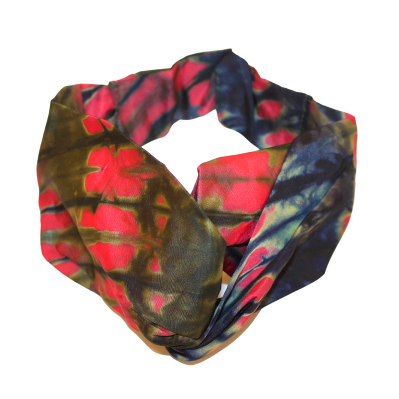 RUBY STORM Silk Hand-Dyed Elastic Back Headband