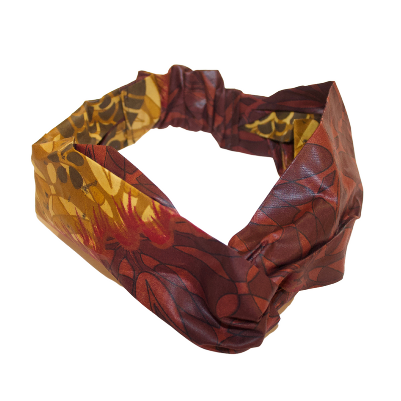 BROWN BLOOM Hand-Dyed Elastic Back Headband